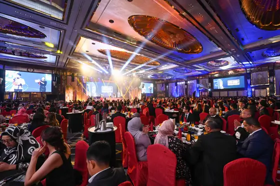 The ballroom under stage lights