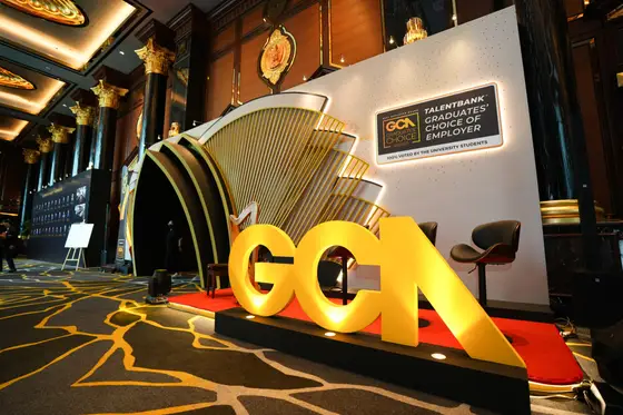 The GCA sign at the gala