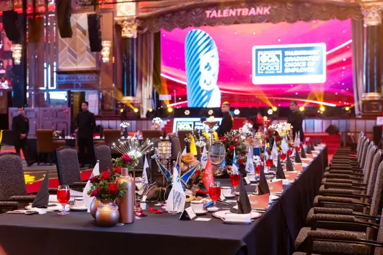 The dining table set for the gala